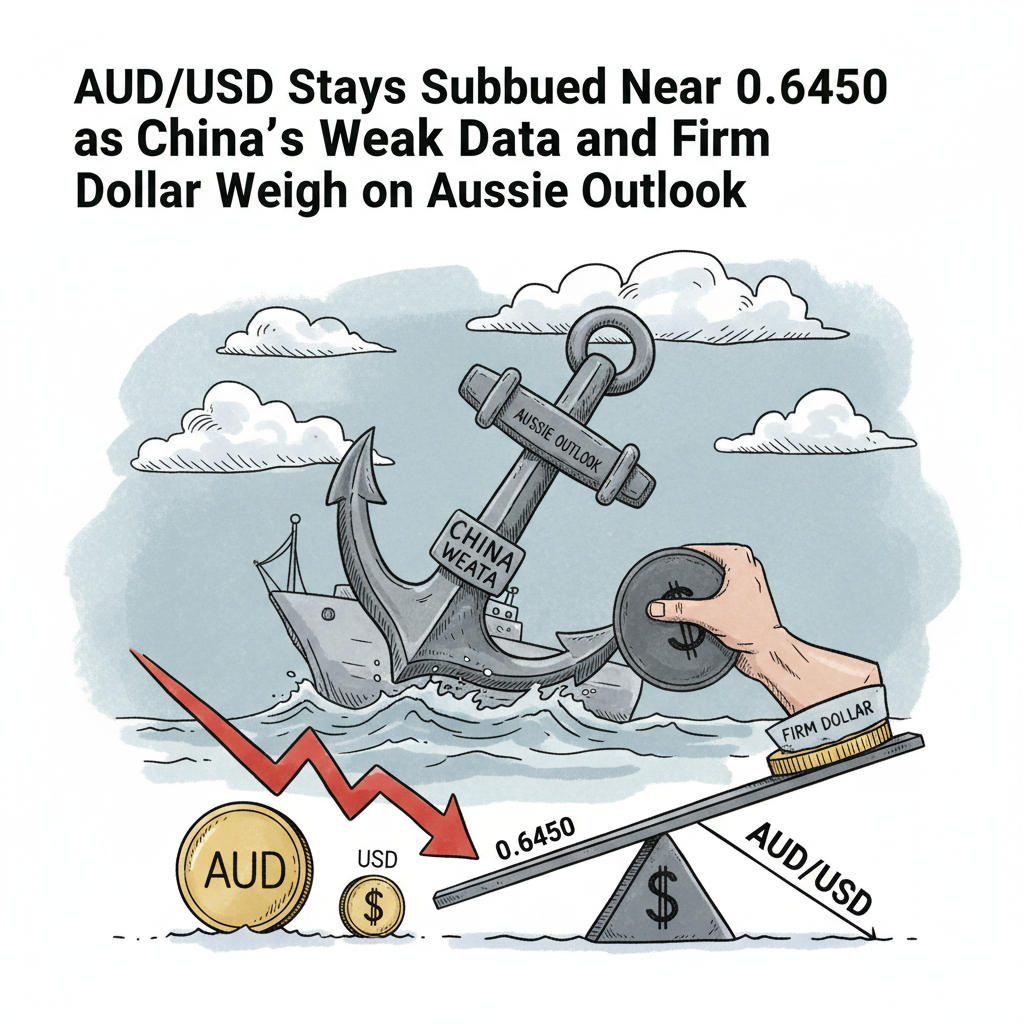 AUD/USD Stays Subdued Near 0.6450 as China’s Weak Data and Firm Dollar Weigh on Aussie Outlook