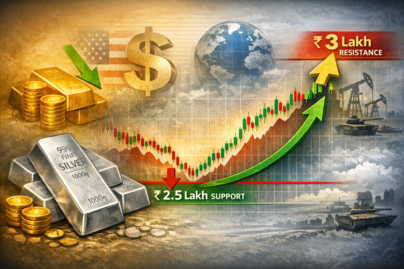 Silver Price Outlook: Will March Silver Futures Correct to ₹2.5 Lakh/kg Before Rallying to ₹3 Lakh?